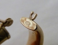 14K DIAMOND CUT SATIN & HIGHLY POLISHED CURVED 6MM WIDE HOOP LATCH EARRINGS