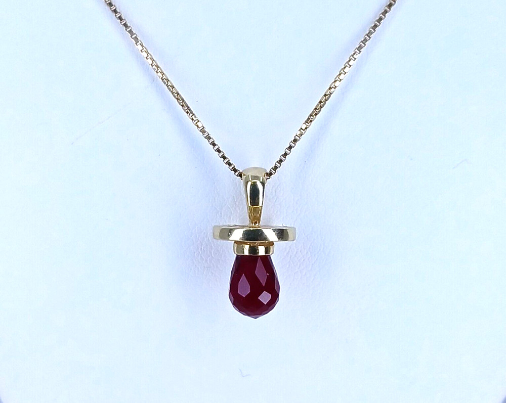 10k Yellow Gold Baby Pacifier PENDANT CHARM 20″ x 0.5mm Chain