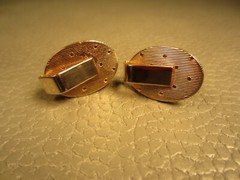 Mid Century Modern Assymetrical Yellow Gold Plated Cuff Links