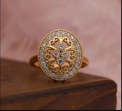 2.64CT Art Deco Style Round Lab Created Diamond 14K Yellow Gold FN Birthday Ring
