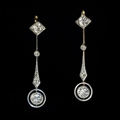2.25Ct Art Deco Style Lab Created Diamond Wedding 14K White Gold Finish Earrings