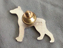 Vintage Mafco Collectible Dog Pin Doberman Brooch Silver Tone Blue Enamel Signed