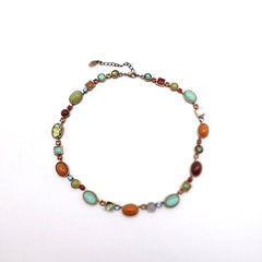 Vida Jewels Necklace Multi Stone Collar Gold Tone Boho Statement Signed 16-18in