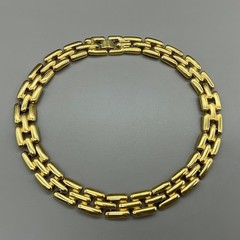 Necklace Womens Gold Tone Vintage Link Chain Chunky Bold Statement Polished 16″