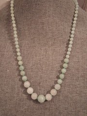 Jade/aventurine icy green gemstone graduated necklace, individually knotted