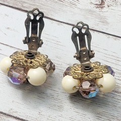 Vintage Clip On Earrings Cream & Other Colors Cluster