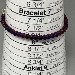 Purple Metallic Metal Beaded Bracelet Glass Faceted Round Center Stone 7.75″