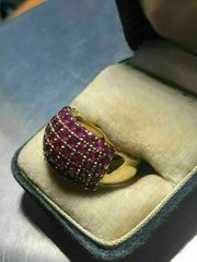 Art Deco 3.10 Ct Red Ruby Vintage Engagement Ring 14K Yellow Gold Finish