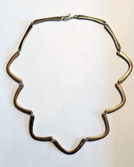 RARE Jeep Collins JEC Brass Textured Beaded Bar Link Hook-On Necklace SIGNED