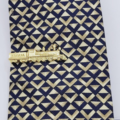 Train AT SF RR Atchison Topeka and Santa Fe Railway Gold Tone Vintage Tie Clasp