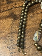 Vintage 1970s Japanese Artisan Brass & Cloisonné Enamel Bead Necklace Statement