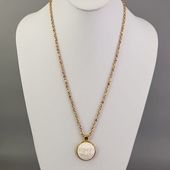 Vintage Triple Moon Face Pendant Necklace Crisscross Gold Tone Chain 22″