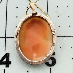 Vintage Shell Cameo Necklace Sterling Silver Vermeil Italy 20” Snake Chain