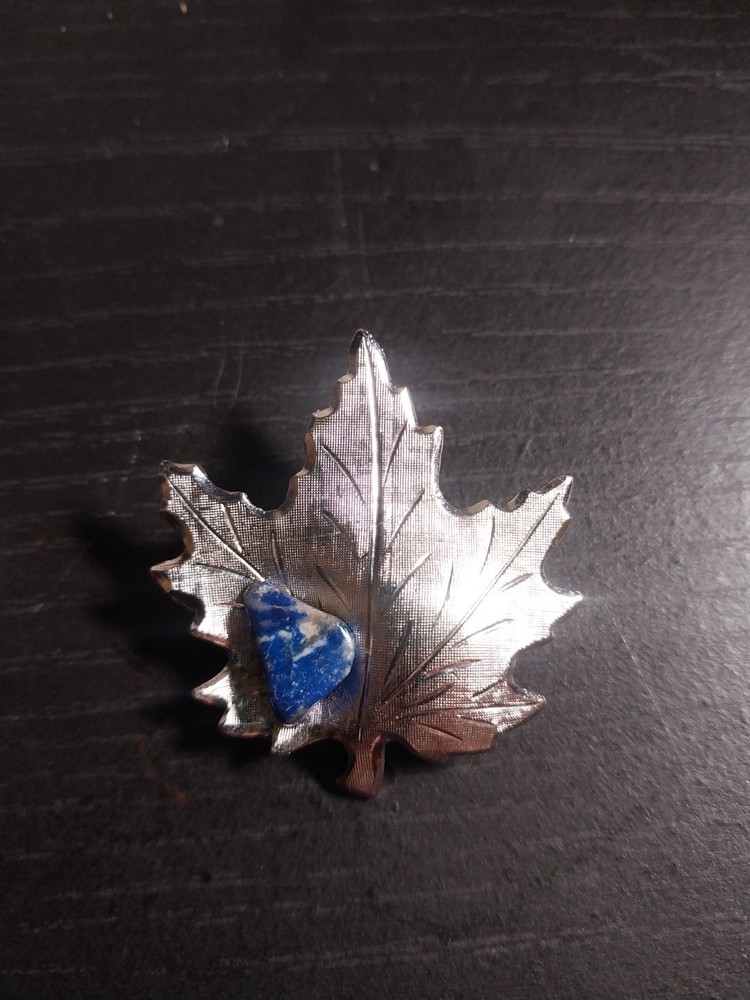Silver-tone Leaf Brooch Pin