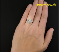 2.85CT Round Cut Lab-Created Diamond Vintage Art Deco Ring 14K White Gold Finish