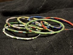Vintage Cloisonné Asian Enamel Bangle Bracelets Multi Color Set of 8
