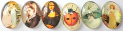 24 w/ 6 Different 25x18mm Glass Colorful Women Angels Mona Lisa Cameo Cabochon