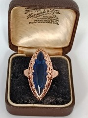 Vintage 1990-s 14 Ct Rolled Gold Sapphire Ring Size UK R.5 US 8 3/4 Hallmarked!