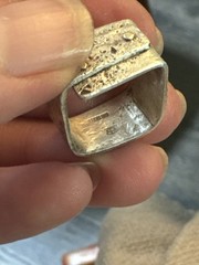 Vintage Modernist Sterling Silver Artisan Square Ring