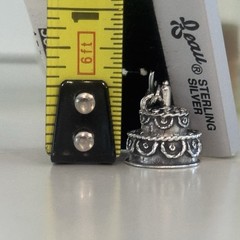 BEAU 925 Sterling Silver Vintage Happy Birthday Cake Mini 3D Charm Pendant