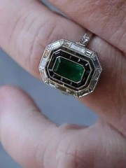 4Ct Vintage Art Deco Style Lab Created Emerald Engagement 14K White Gold FN Ring