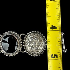 Cll Mexico Black Onyx Gemstone Sterling Silver 925 Floral Bracelet Sz. 7 3/4″