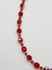 Vintage Faceted Ruby Red AB Glass Beaded Necklace 17.5”