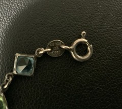 VTG ITALIAN STERLING SILVER BRACELET BEZEL SET MULTI COLOR GLASS STONES 7”
