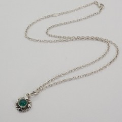 Georg Jensen No.38 Necklace Silver 925 Green Chalcedony Pendant Vintage Denmark