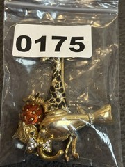 VTG CRAFT Giraffe Lot Of 3 Cat Owl Brooch Pin Gold Tone Black Enamel Rhinestone