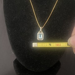New Ross-Simons Aquamarine 14k Gold Vermeil Sterling Silver Halo Necklace 18”