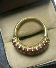 Art Deco 3.10 Ct Red Ruby Vintage Engagement Ring 14K Yellow Gold Finish