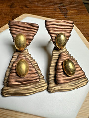 Jeff Lieb Womens Gold/Brass Tone Huge Dangle Geometric Statement ClipOn Earrings