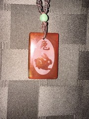 Vintage carnelian necklace pendant with jade
