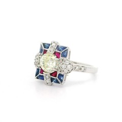 3Ct Art Deco Style Lab Created Diamond Engagement Wedding 14K White Gold FN Ring