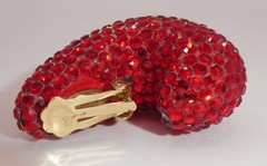 Vintage Richard Kerr RED Crystal Domed Pave Clip On Earrings HUGE Statement 80s