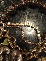 B & J Rose & Gold Tone Charm Necklace And Bracelet Set Hearts, Leaves, Frog,…