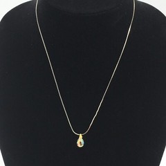 18” Silver Tone Chain Teardrop Faceted Prism GlassCrystal Bead Pendant Necklace