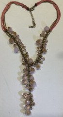 Rose & Pink Gold Tone Beaded Necklace – Vintage Costume Jewelry – Sparkly