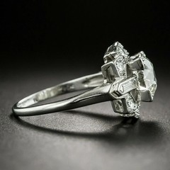 2.94CT Round Art Deco Baguette Accent Halo Lab Created Diamond Ring 925 Silver
