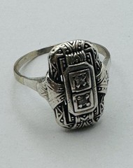 Antique 14k Gold & Sterling Silver Rose Cut Diamond Ring, Size 6