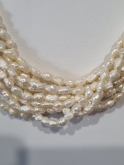 Vintage 1980s 14k Gold 10 strand Cultured Rice Pearl Necklace USA made see Video