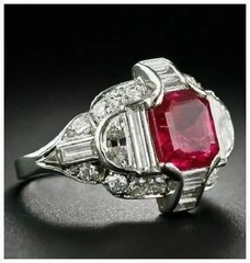 Stunning Art Deco Style Emerald Cut Lab Created Diamond 925 Silver Birthday Ring