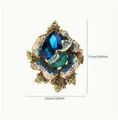 BROOCH- BLUE Exquisite Rhinestone Luxury Full Crystal Baroque Brooch, Sparkling