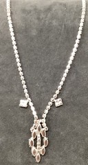 Vintage Pink And Red Rhinestone 16” Necklace Set With Earrings