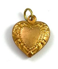 Vintage Heart Charm Puffy Heart Pendant Brass Vintage Jewelry Women Gift For Her