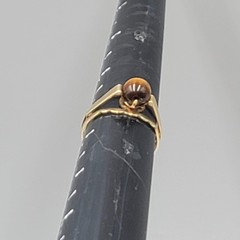 Vintage 585 14k Yellow Gold Ring Tigers Eye Stone 1.5 grams Size 5.5