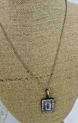 Vintage Necklace Czech Royal Blue Glass Art Deco 26 inches PJ