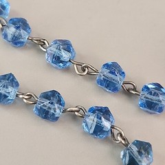 Vintage Art Deco Necklace Bracelet Set Blue Glass 16″