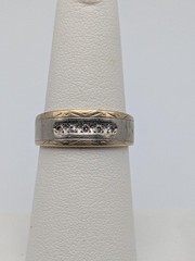 14k Multi Gold Diamond Wedding 6.4 mm Band White Gold Anniversary Ring